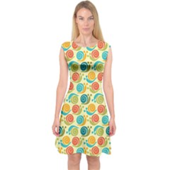 Colorful Colorful Snails Silhouettes Pattern Capsleeve Midi Dress by CoolDesigns