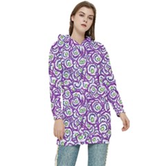 Funny Bacterias Drawing Motif Random Pattern Women s Long Oversized Pullover Hoodie by dflcprintsclothing