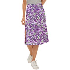 Funny Bacterias Drawing Motif Random Pattern Midi Panel Skirt by dflcprintsclothing