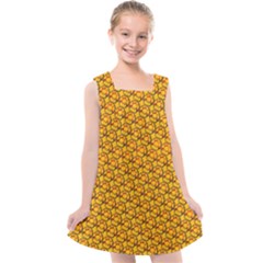 Pixel Art Mushroom Pattern Kids  Cross Back Dress by ExtraAwesomeSauce