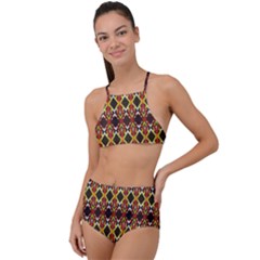 Colorful Geometric Pattern Design Halter Tankini Set by ExtraAwesomeSauce