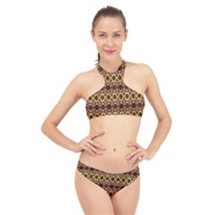 Colorful Geometric Pattern Design High Neck Bikini Set by ExtraAwesomeSauce