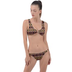 Colorful Geometric Pattern Design Ring Detail Crop Bikini Set by ExtraAwesomeSauce