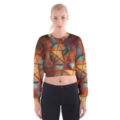 Enchanted Nebula Pentagram Art Cropped Sweatshirt by ExtraGoodSauce