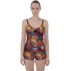 Enchanted Nebula Pentagram Art Tie Front Two Piece Tankini by ExtraAwesomeSauce