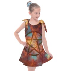 Enchanted Nebula Pentagram Art Kids  Tie Up Tunic Dress by ExtraGoodSauce