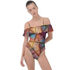 Enchanted Nebula Pentagram Art Frill Detail One Piece Swimsuit by ExtraAwesomeSauce