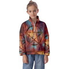 Enchanted Nebula Pentagram Art Kids  Half Zip Hoodie by ExtraGoodSauce