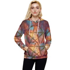 Enchanted Nebula Pentagram Art Women s Lightweight Drawstring Hoodie by ExtraGoodSauce