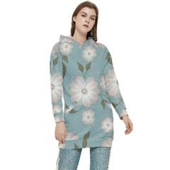 Flora Floral Flower Flowers Pattern Women s Long Oversized Pullover Hoodie