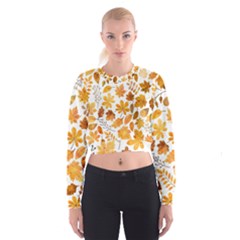 Brown Autumn Leaves Cropped Sweatshirt