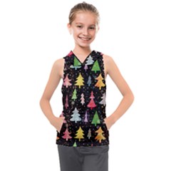 Fun Christmas Trees Kids  Sleeveless Hoodie by kyorashop23