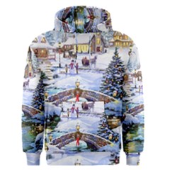 Icy Lights, Art, Christmas, Houses Men s Core Hoodie