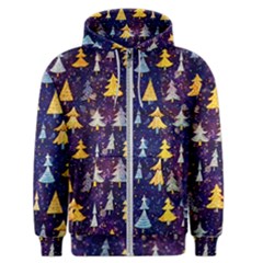 Gold And Blue Trees, Adoxali, Christmas Men s Zipper Hoodie by kyorashop23