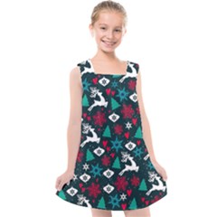 Holiday Season Pattern Kids  Cross Back Dress by kyorashop23