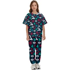 Holiday Season Pattern Kids  T-shirt And Pants Sports Set by kyorashop23