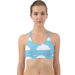 Clouds Blue Pattern Back Web Sports Bra