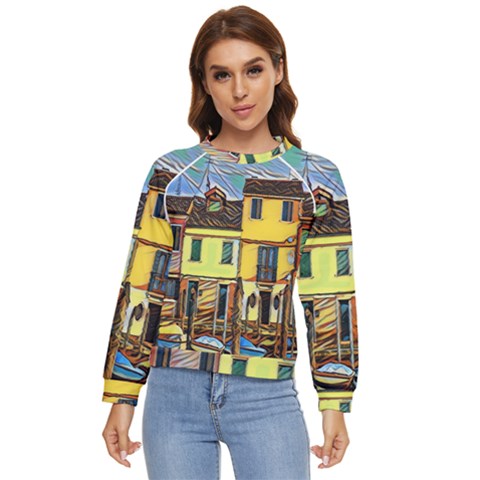 Colorful Venice Homes - Venezia, Italy Women s Long Sleeve Raglan T-shirt by ConteMonfrey