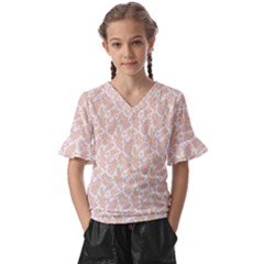 Delicated Leaves Kids  V-neck Horn Sleeve Blouse by ConteMonfrey