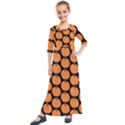 Black And Orange Pumpkin Kids  Quarter Sleeve Maxi Dress View1