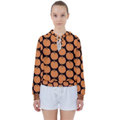 Black And Orange Pumpkin Women s Tie Up Sweat