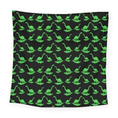 Green Neon Dinos Square Tapestry (large)