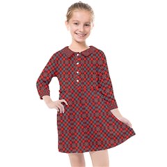 Red Diagonal Plaids Kids  Quarter Sleeve Shirt Dress