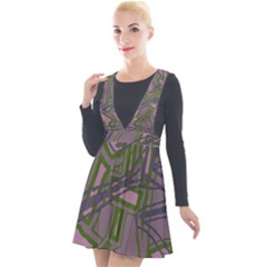 Vibrant Collage Vibes Print Plunge Pinafore Velour Dress by dflcprintsclothing