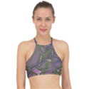 Vibrant Collage Vibes Print Halter Bikini Top View1