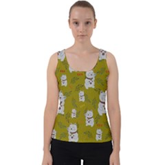 Super Lucky Cat Velvet Tank Top