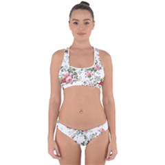 Floral Elements Peony Chinese Rose Cross Back Hipster Bikini Set