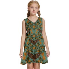 Day Of The Death Moth Kids  Sleeveless Tiered Mini Dress by GeekLover