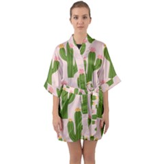 Cuctus  Half Sleeve Satin Kimono 