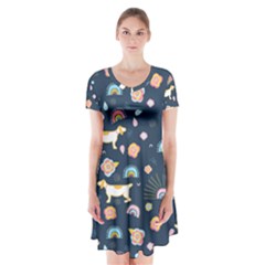 Dogs Short Sleeve V-neck Flare Dress by StyleHavenStore