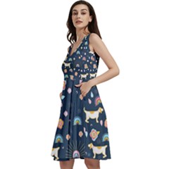 Dogs Sleeveless V-neck Skater Dress With Pockets by StyleHavenStore