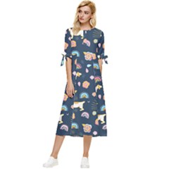 Dogs Bow Sleeve Chiffon Midi Dress by StyleHavenStore