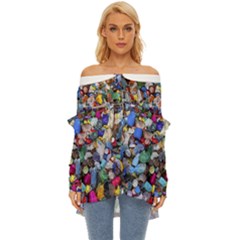 Trash To Treasure (ai) Off Shoulder Chiffon Pocket Shirt by dflcprintsclothing