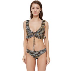 Expression Of Structure Low Cut Ruffle Edge Bikini Set by geonetique