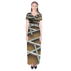 0118 F Expression Of Structure Large Short Sleeve Maxi Dress