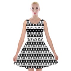 Black And White Circles Pattern Velvet Skater Dress