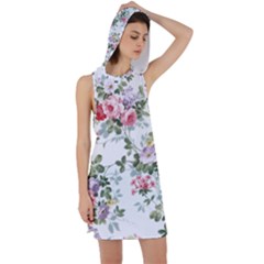 Floral Elements Peony Chinese Rose Racer Back Hoodie Dress