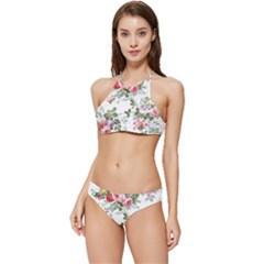 Floral Elements Peony Chinese Rose Banded Triangle Bikini Set by Grandong