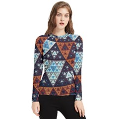 Fractal Triangle Geometric Abstract Pattern Women s Long Sleeve Rash Guard by Cemarart