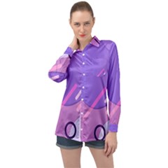 Colorful Labstract Wallpaper Theme Long Sleeve Satin Shirt