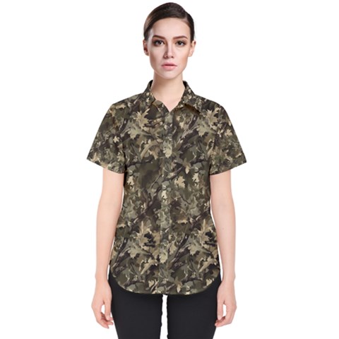 Camouflage Army Survival Uniform Women s Short Sleeve Shirt by Posterlux