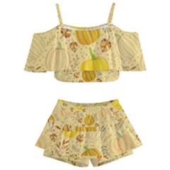 Pumpkins Autumn Fall Harvest Kids  Off Shoulder Skirt Bikini