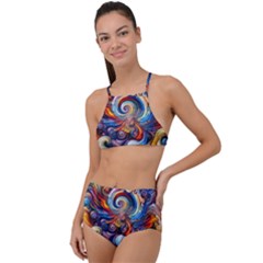 Dynamic Color Vortex Halter Tankini Set by ExtraAwesomeSauce