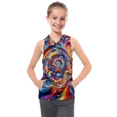 Dynamic Color Vortex Kids  Sleeveless Hoodie by ExtraAwesomeSauce