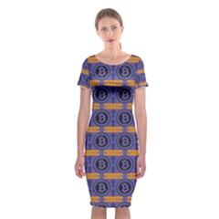 Bitcoin Logo Pattern Classic Short Sleeve Midi Dress by ExtraAwesomeSauce