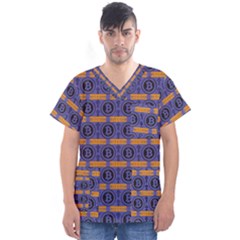 Bitcoin Logo Pattern Men s V-neck Scrub Top